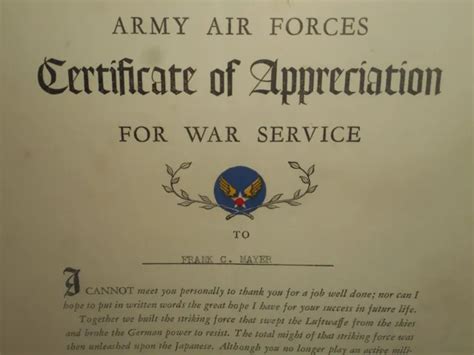 Ww2 Us Army Air Forces Certificate Of Appreciation General Henry Hap
