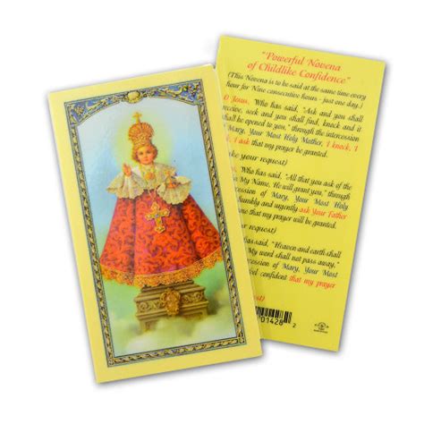 Infant Of Prague Novena Laminated Holy Card St Patricks Guild