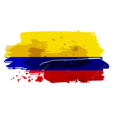 Colombia Flag White Transparent Colombia Grunge Flag Watercolor Brush