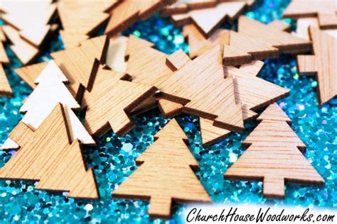 Mini Wooden Christmas Tree Ornaments Set Of 25 For Sale Church House