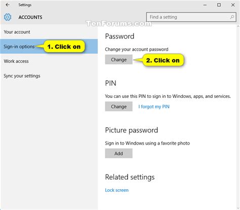 Search for, then select settings. Password of User Account - Remove in Windows 10 - Windows ...