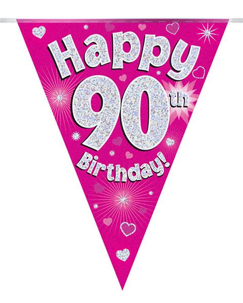 Happy 90th Birthday Banners And Bunting In Bling Pink Or Bling Etsy