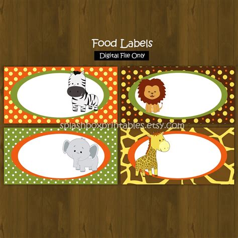 Safari Zoo Jungle Printable Food Labels By Splashboxprintables