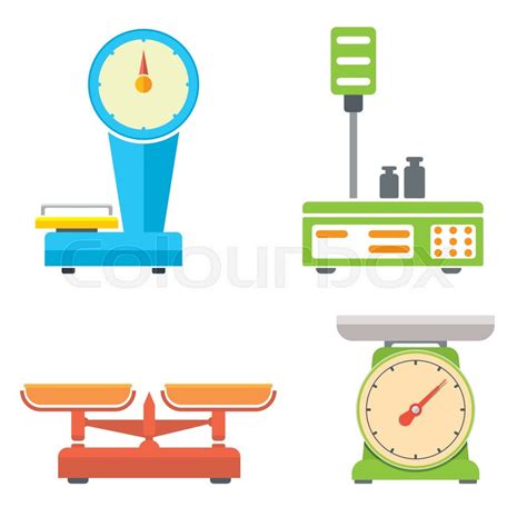 Flat Style Vector Weighing Scale Set Stock Vector Colourbox