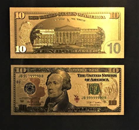 Stunning 24k Gold 10 Dollar Usa Billbanknote Fantastic Etsy