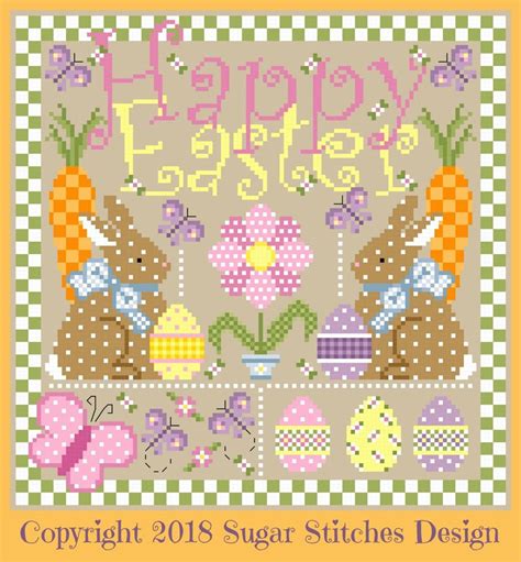 Happy Easter Sampler Cross Stitch Chart Pdf Etsy Motivi Punto Croce