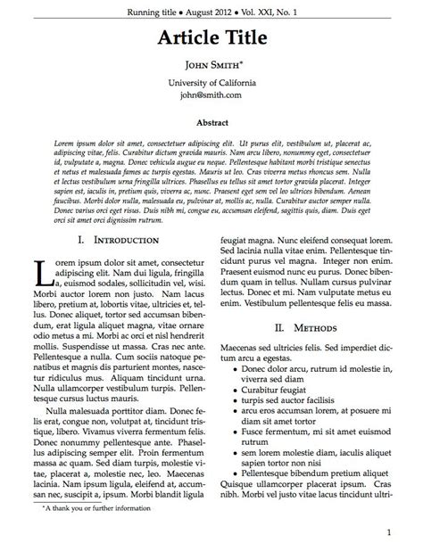 Let it be the starting point of your ideas. Journal Article Template | LaTeX Templates | Pinterest ...