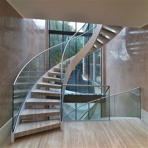 China Modern Curved Staircase With Glass Railings China Curved