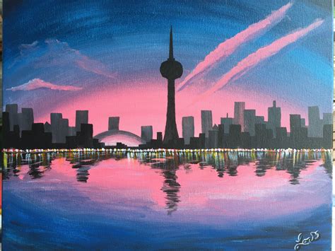 A Canada Day Painting Of The Toronto City Skyline By Lori The Artist