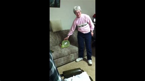 funny video grandma tries to pop balloon youtube