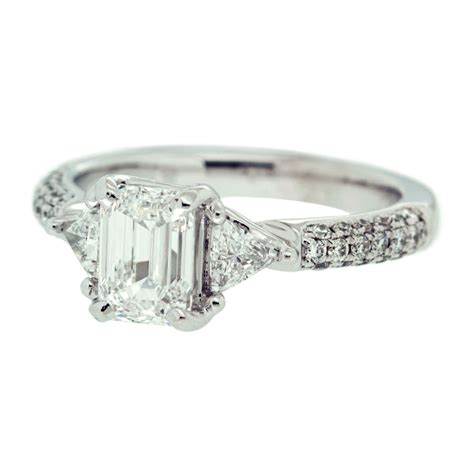 Diamond Engagement Ring With Triangle Diamond Side Detail Mouradian