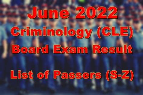 Criminology Board Exam Result June List Of Passers S Z