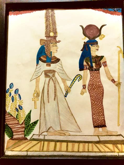Ancient Egyptian Goddesses Isis And Hathor Rdrawing