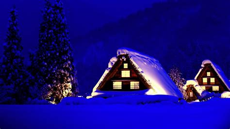 Snow Covered Cabin In Winter Hd Wallpaper Background Image