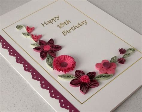 Handmade Th Birthday Card With Quilling Flowers Etsy