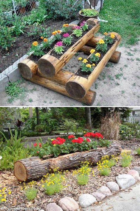 Wood Log Planters Garden Projects Diy Garden Natural Garden