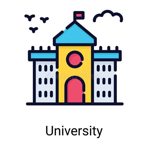 University Building Color Line Icon Stock Image Image Of Button