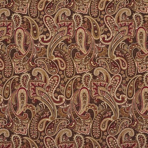 E710 Red Gold And Brown Woven Paisley Upholstery Fabric