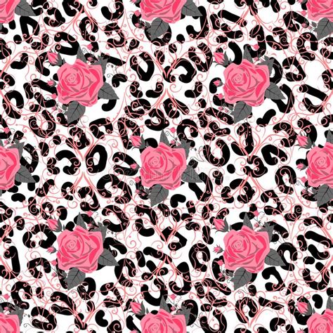 Seamless Pattern With Leopard Print And Roses Vector
