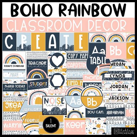 Boho Rainbow Classroom Decor Bundle Shop Ashley Mckenzie In 2022 Boho Rainbow Classroom