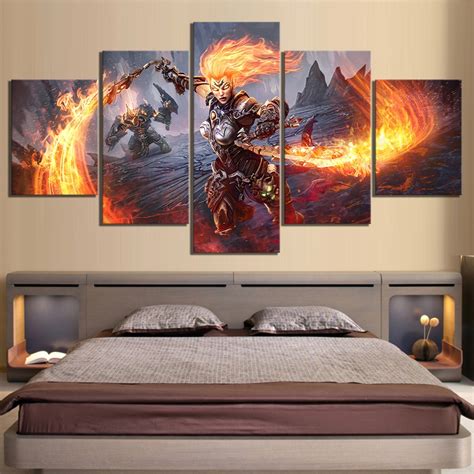5 Piece Hd Pictures Darksiders 3 Game Poster Artwork Canvas Painting