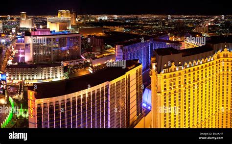 Panoramic Of Las Vegas Strip At Night Las Vegas Nv Stock Photo Alamy