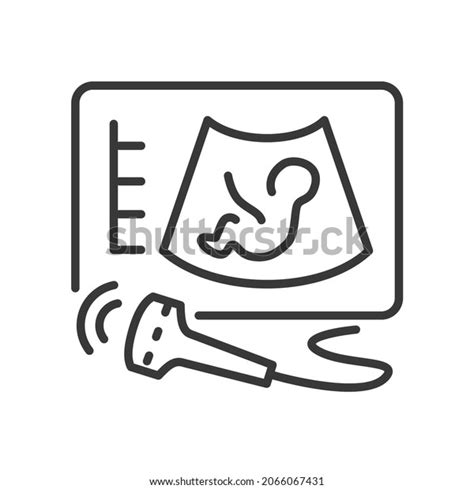 Pregnant Woman Ultrasound Vector Line Design Stock Vector Royalty Free