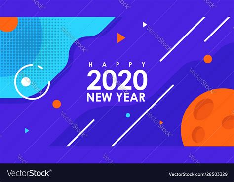 Modern Flat Banner Happy New Year 2020 Royalty Free Vector
