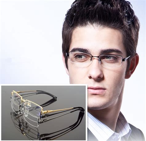 pure titanium spectacles eyeglass frame glasses eyeglasses half rimless rx able in men s eyewear
