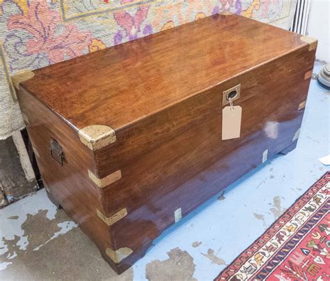 Trunk 19th Century Camphorwood And Brass Bound With Rising Lid 54cm H