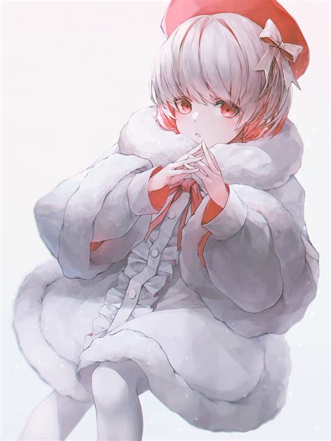 1366x768px 720p Free Download Girl Fur Coat Gesture Glance Anime