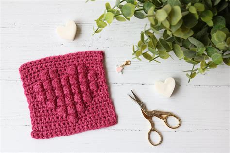 Bobble Heart Square Free Crochet Pattern Bella Coco