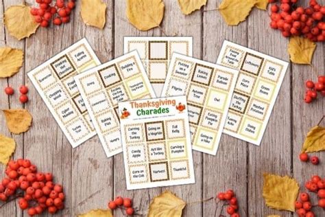 Printable Thanksgiving Charades Cards For Families Mombrite