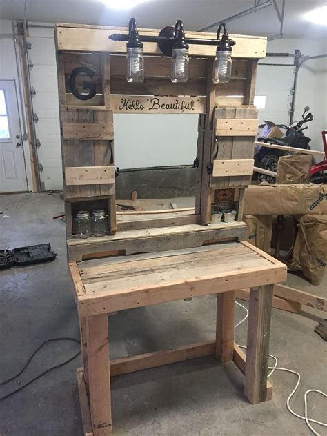 Don't try to fill up a void or emptiness through external means (like being obsessed with vanity, greed, or lust to feel better about yourself). Pallet makeup vanity. Built with pallet boards | Pallet vanity, Wooden pallet furniture ...