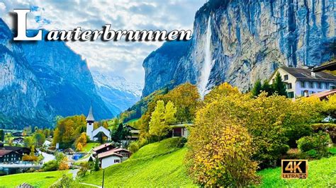 Lauterbrunnen Switzerland Village Of 72 Waterfalls Autumn In