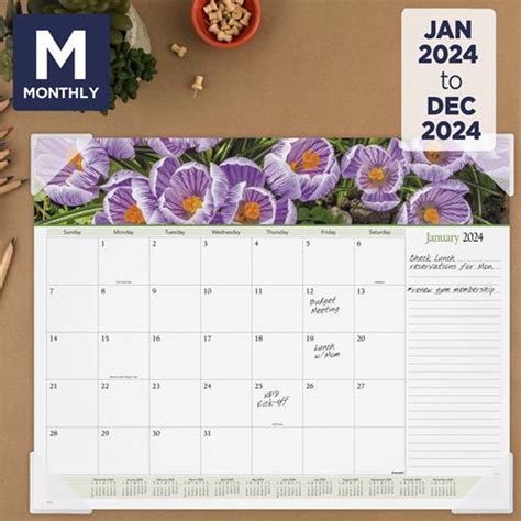 At A Glance Floral Panoramic Desk Pad Calendar 22 X 17 Floral 2023