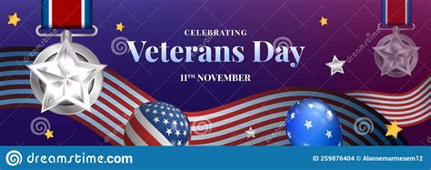 Happy Veterans Day Banner Template Vector Realistic Design Stock