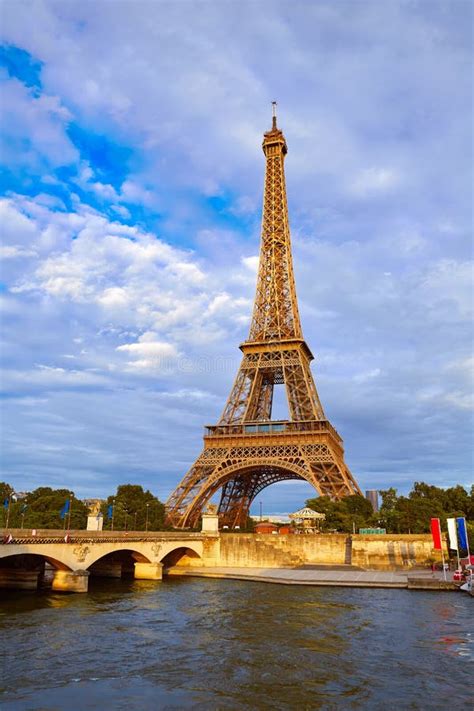 Eiffel Tower At Sunset Paris France Stock Image Image Of City