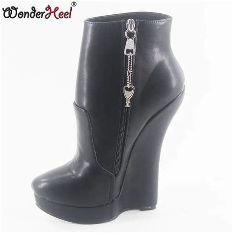 wonderheel new extreme high heel 18cm with 3cm platform wedge ankle boots ykk locked zipper