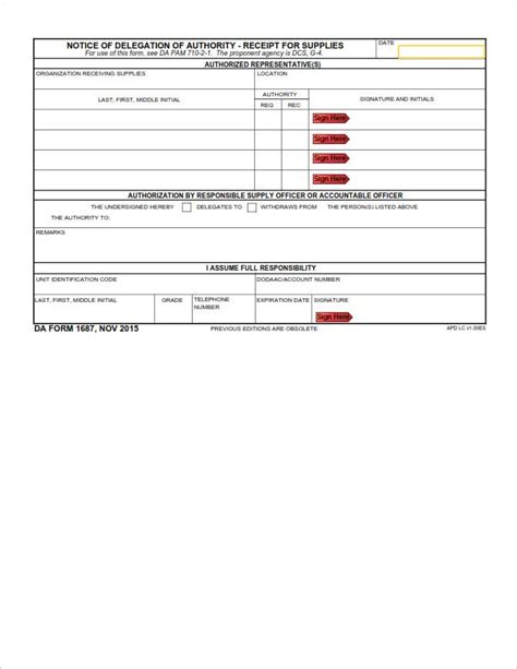 Fillable Da Form 1687 Printable Forms Free Online