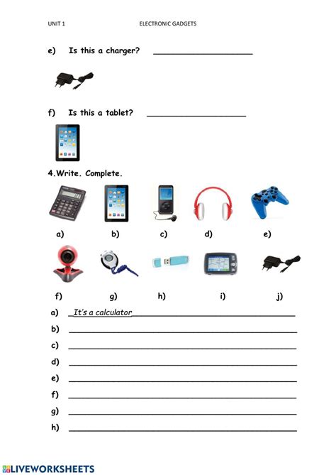 Electronic gadgets - Interactive worksheet