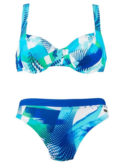 Naturana Naturana Blue Geo Print Underwired Bikini Set Size 10