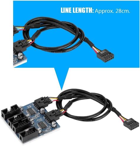 9 pin usb header motherboard 9 pin usb header male 1 to 4 female extension splitter cable usb 9
