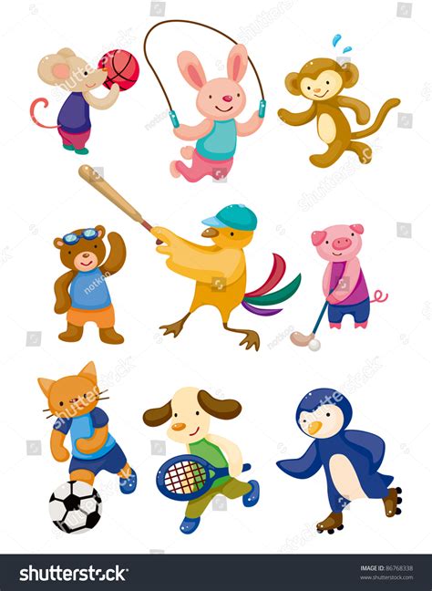 Cartoon Animal Sport Player Stock Vector 86768338 Shutterstock