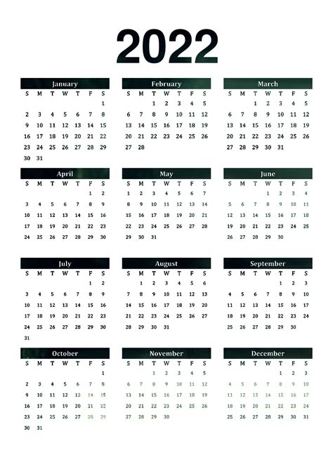 Green Calendar 2022 Png Png All Png All
