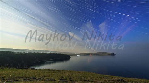 Russia Lake Baikal Olkhon Island Clouds And Stars On A Moonlit Night