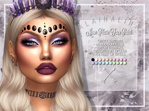 Alainalina Moon Phase Face Paint Sims 4 Custom Content Simblreen