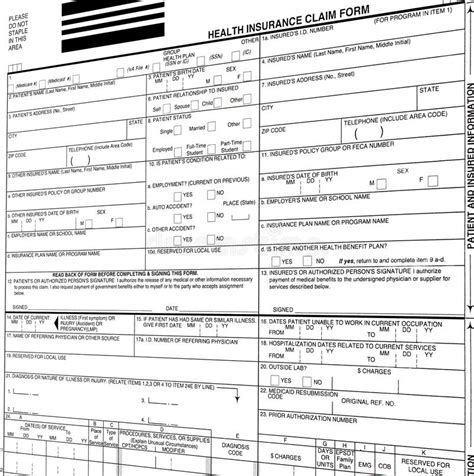 Insurance Form Blank Isolated On White Background Stock ...