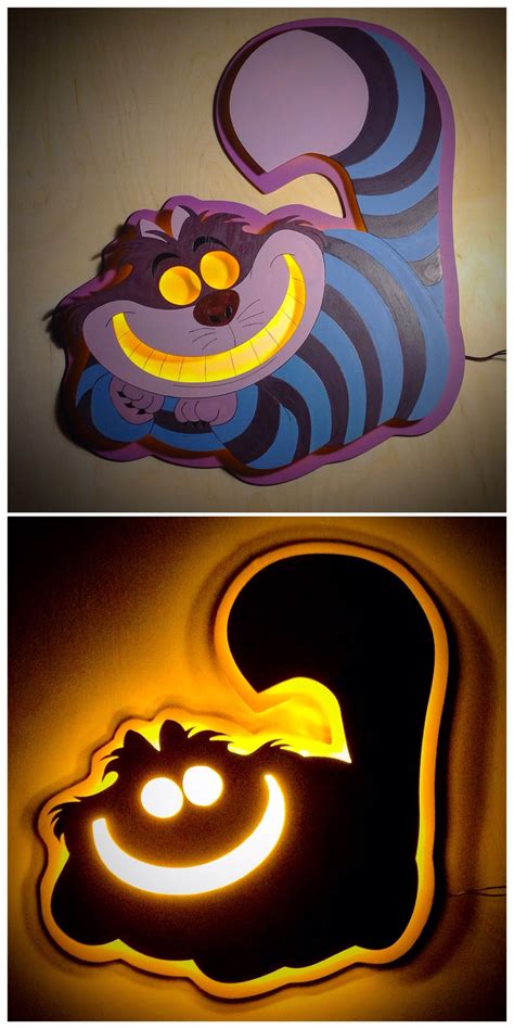 Led Lamp Cheshire Cat Inspired By Alice In Wonderland Created By Titelitury Cat Lamp Cheshire