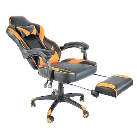 New Style Fashionable Office Swivel Chair C Type Foldable Nylon Foot Racing Chair With Footrest Black 